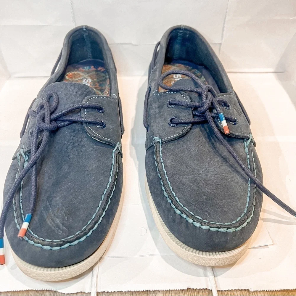 Sperry A/O 2 Playa Navy Aztec Slip On Boat Shoes Size 10.5